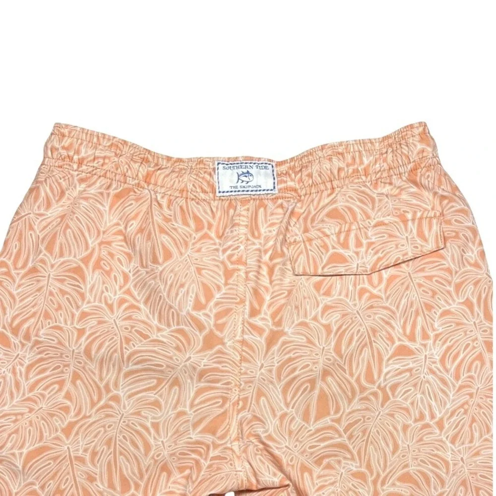 Southern Tide Orange‎ Palm Print Swim Trunks Men's Large UPF 50 Beach Quick Dry